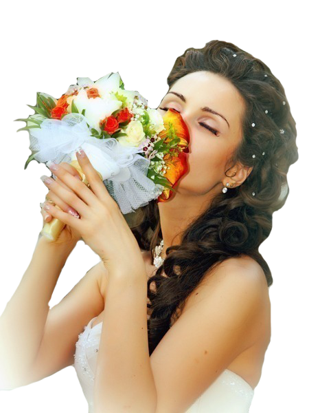 Femme Et Bouquet De Fleurs